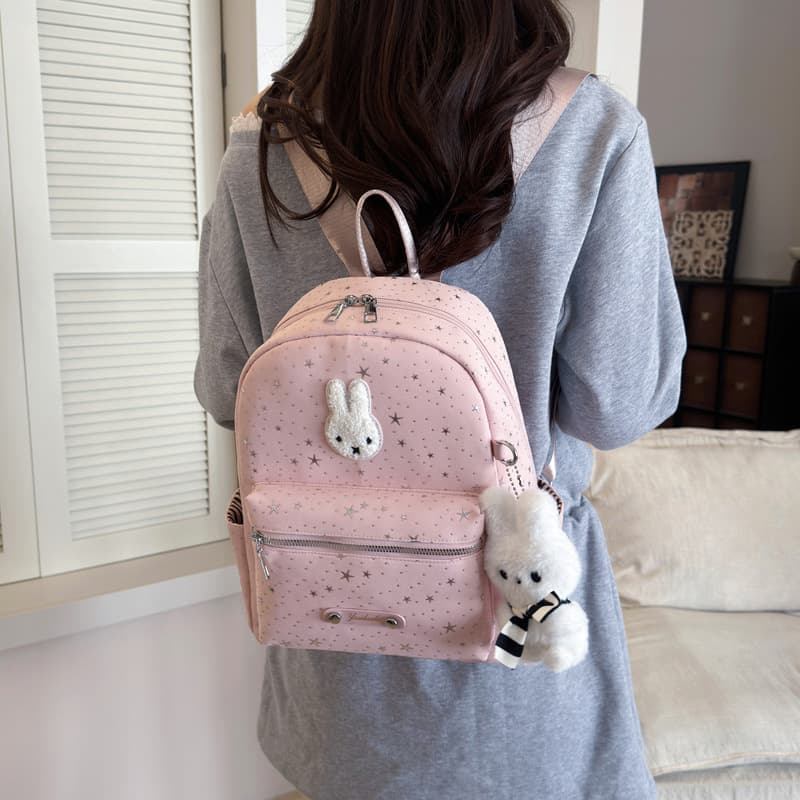 2026 Summer New Cute Rabbit Backpack Women Korean Style Star Print Small Backpack School Bag for Girls
