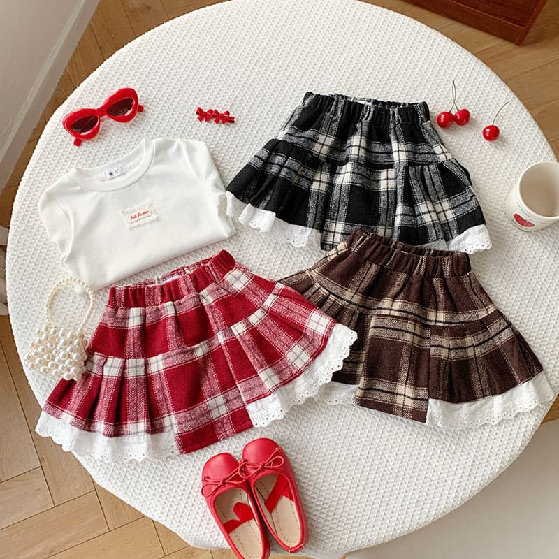 2025 Autumn Winter Cute Shibuya Gal Lace Retro Plaid SK Skirt Lolita Half Skirt Girls' Christmas Dress
