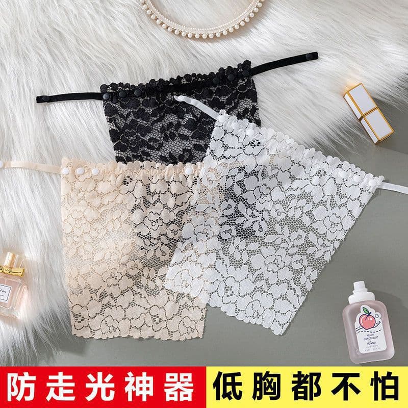 One-piece anti-wardrobe malfunction chest cover, lace women's seamless delicate short sexy strapless invisible bra.