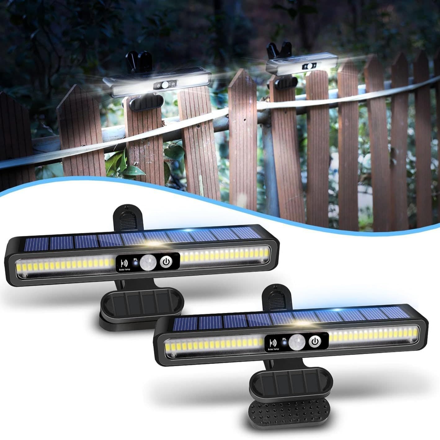 Cross-border Outdoor Solar Clip Road Light, Super Bright Motion Sensor Light for Home, Garden, Camping