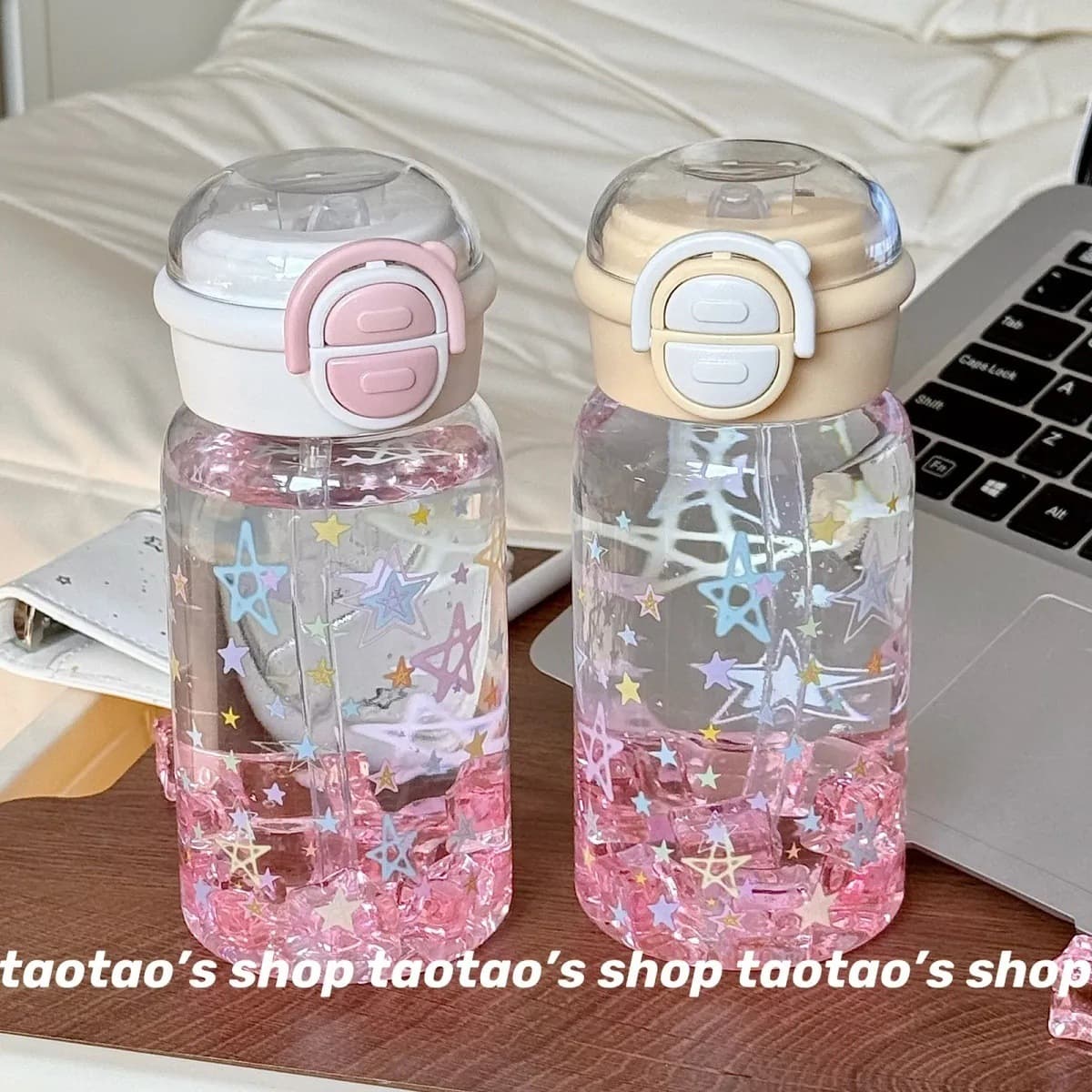 Cute Girl Summer Straw Water Cup Starry Sky Plastic Cup New Large Capacity Ins Planet High Appearance