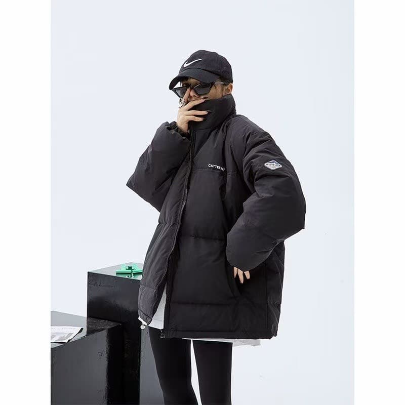 Japanese Baseball Jacket Men Winter Thickened Stand Collar Down Cotton Coat Short Ins Fashion Brand Loose Couple Warm Outerwear