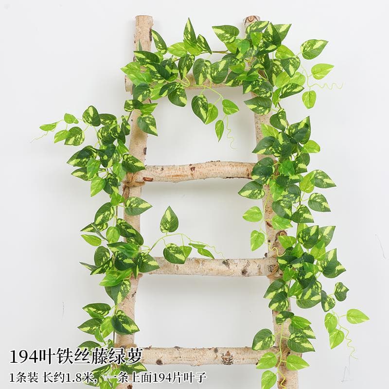 Artificial Decorative Green Plant Vines, Fake Leaves, Plastic Flowers, for Hiding Drain Pipes and Air Conditioner Pipes, Green Leaf Flower Vine