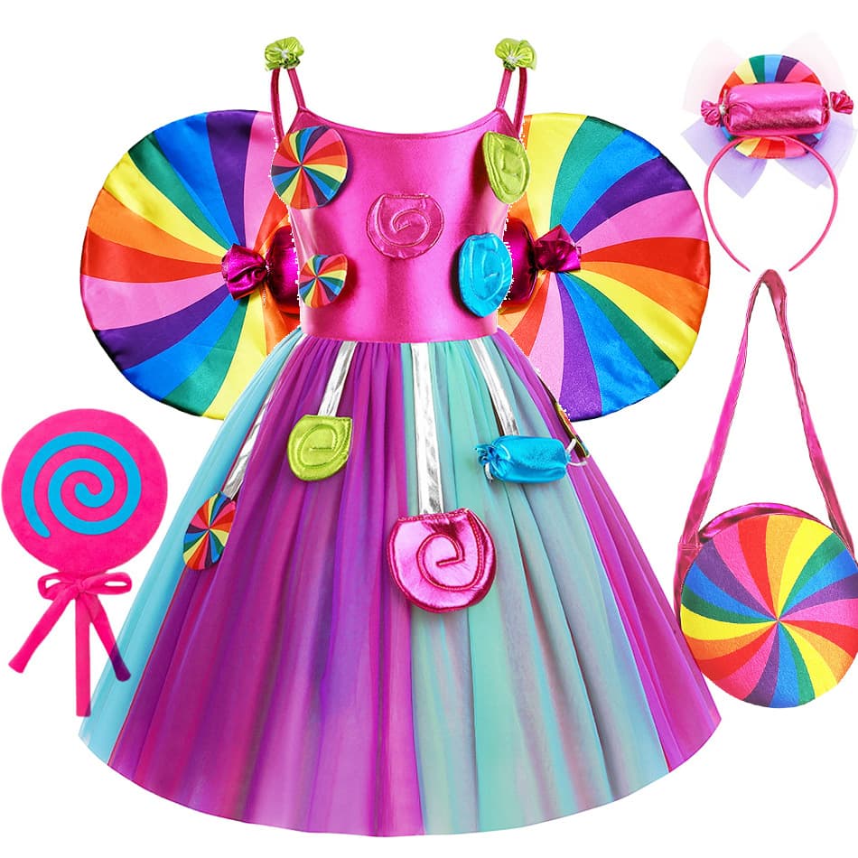 Children's Day Halloween candy dress new candy princess dress headdress lollipop one generation short-sleeved catwalk