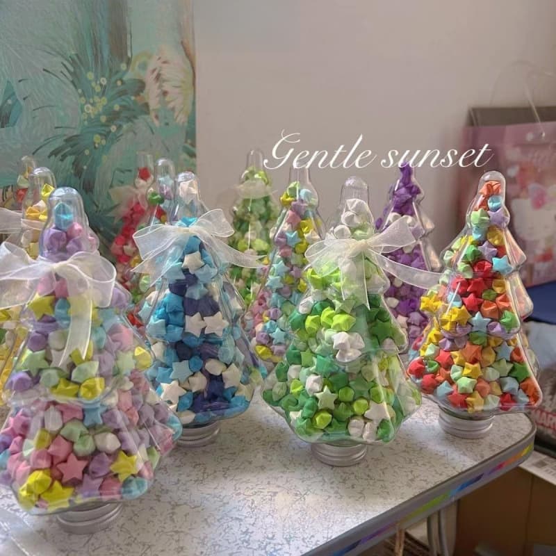 Little Red Book's same style Christmas tree star bottle star origami gradient color wishing star lucky star jar high appearance