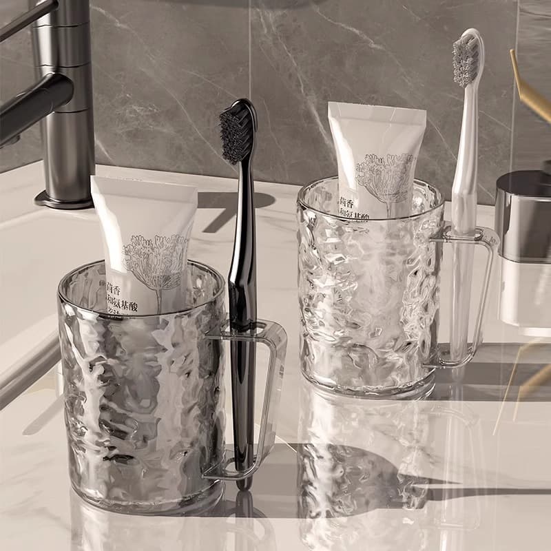 Creative glacier glass-patterned cups, high-value Instagram-worthy mouthwash cups, household toothbrush holders, transparent large-capacity cups