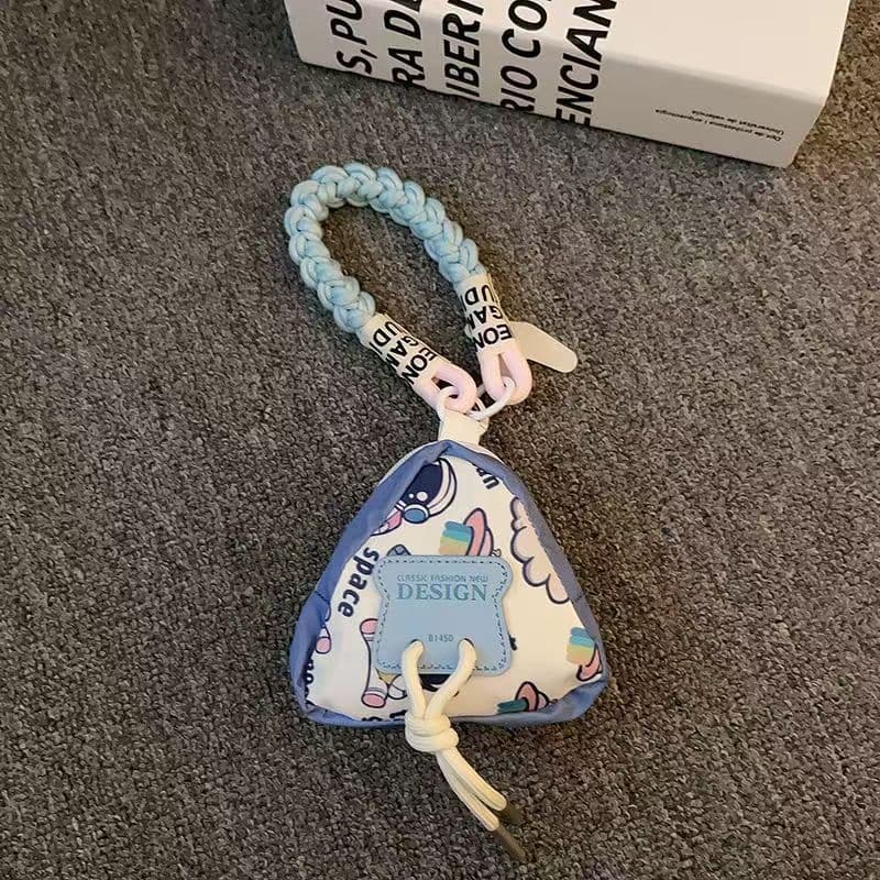 Niche Ins Cute Blue and White Astronaut Triangle Bag Phone Case Lanyard Storage Pouch CCD Keychain Anti-Loss Matching Style