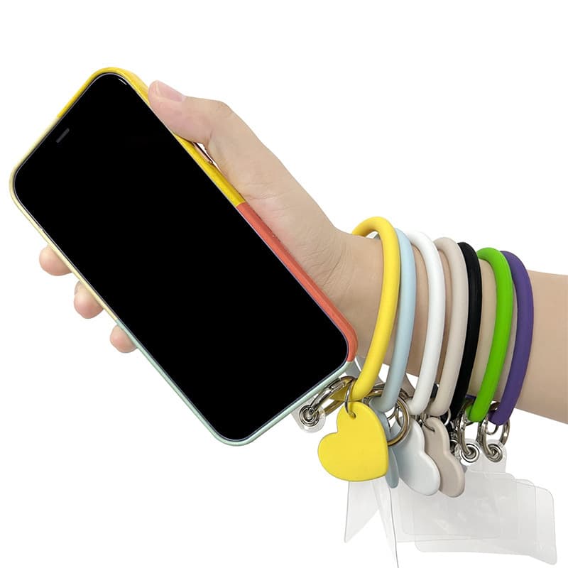 New portable silicone bracelet keychain portable mobile phone rope silicone bracelet anti-fall and anti-lost wrist strap wholesale