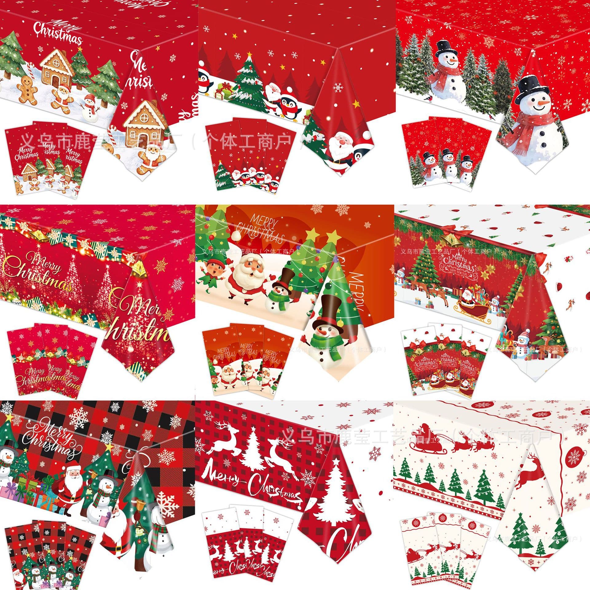 Winter new Christmas party decoration supplies Christmas tree disposable Christmas tablecloth snowman