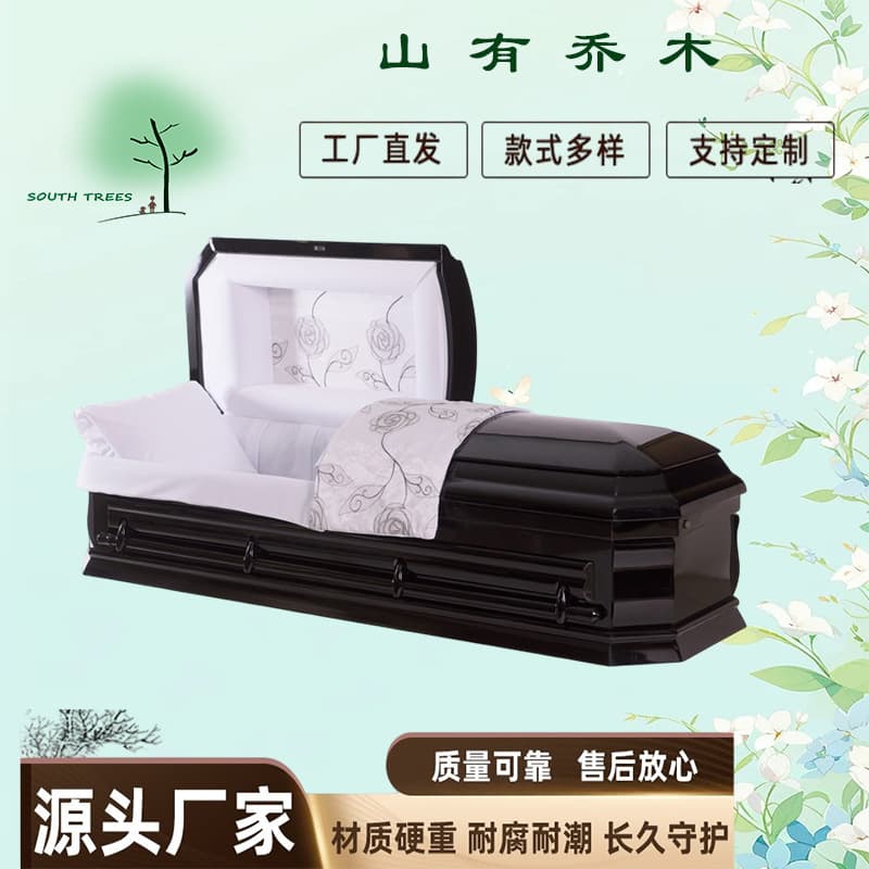 Factory Direct High-end Solid Wood Large Coffins Longevity Materials Grave Relocation Urns Cross-border Export American-style Coffins European-style Coffins