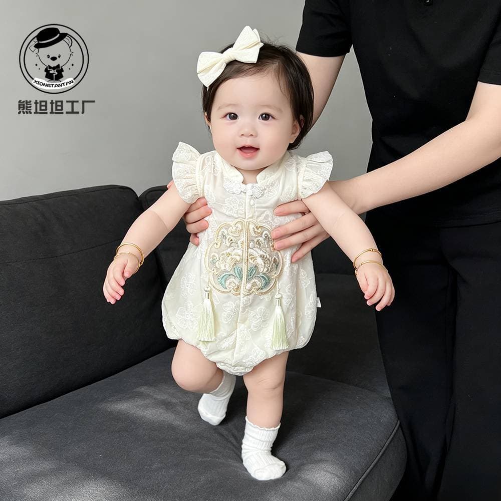 One-year-old baby girl dress summer new Chinese style thin harem baby clothes summer super cute jumpsuit baby Tang suit