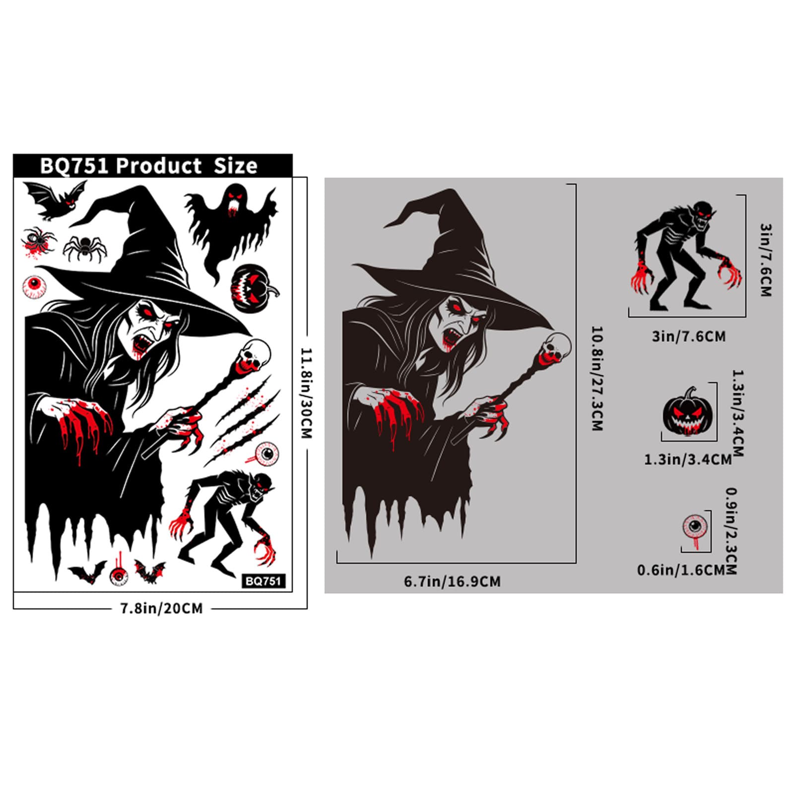 Halloween Decorations Horror Atmosphere Spider Grim Reaper Ghost Static Cling Pumpkin Head Bat Glass Sticker Wholesale