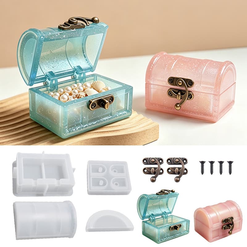 Treasure Box Dice Storage Box Resin Silicone Mold, Epoxy Resin DIY Box Jewelry Storage Box, Plaster Ornament Mold