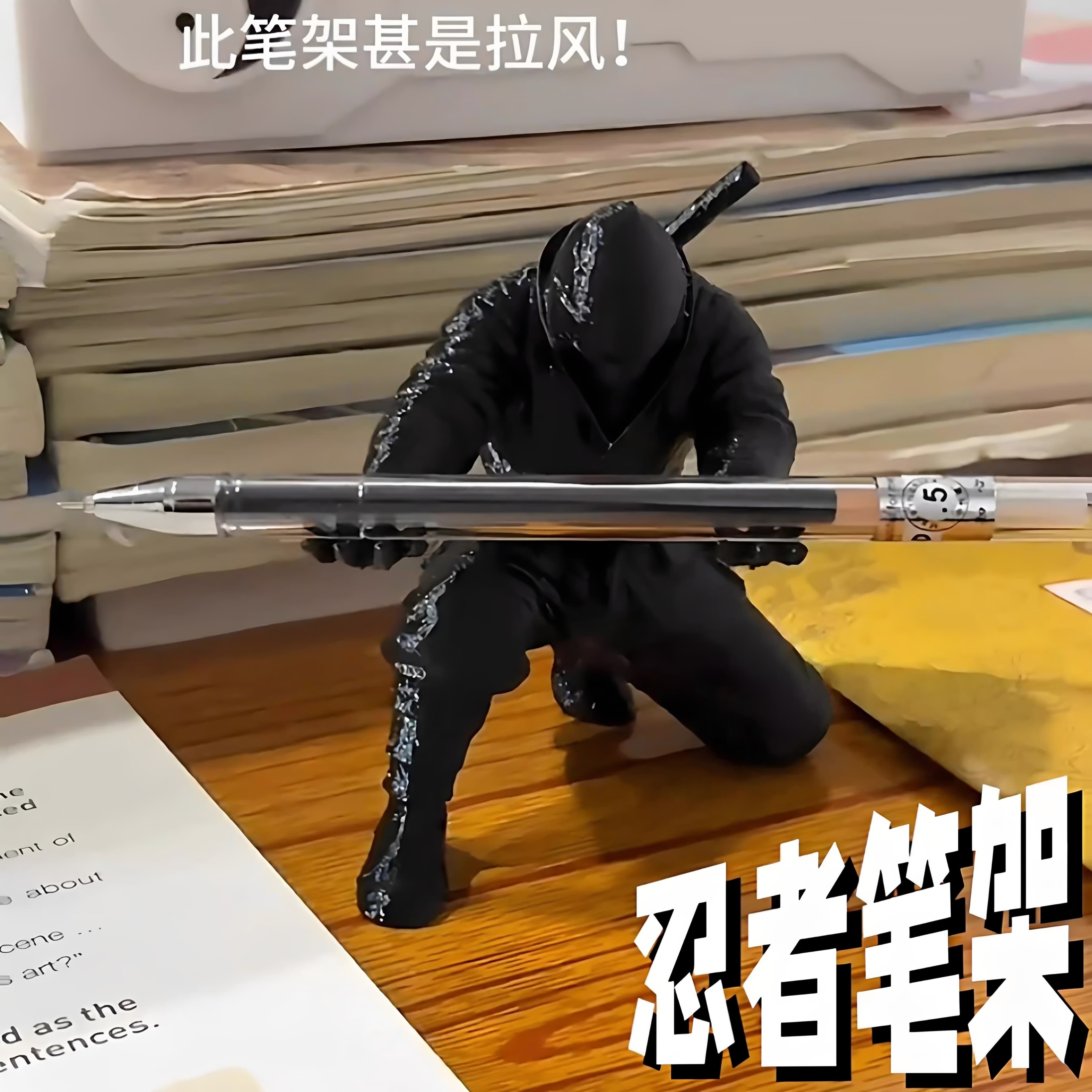 Ninja Pen Holder 3D Printed Black Warrior Hand-made Material Holding Ornament Creative Trendy Desktop Decorative Pen Holder