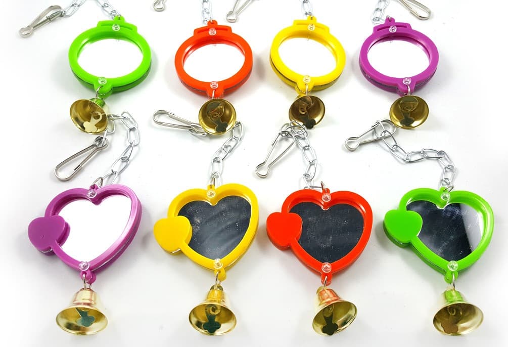 Parrot Toy Bird Toy Mirror Bird Mirror Heart-shaped Mirror Round Mirror