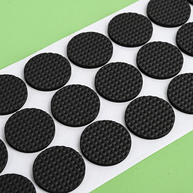 Factory direct supply of GD manufacturer's black round self-adhesive anti-slip pads and shock-absorbing pads for table legs and chairs.