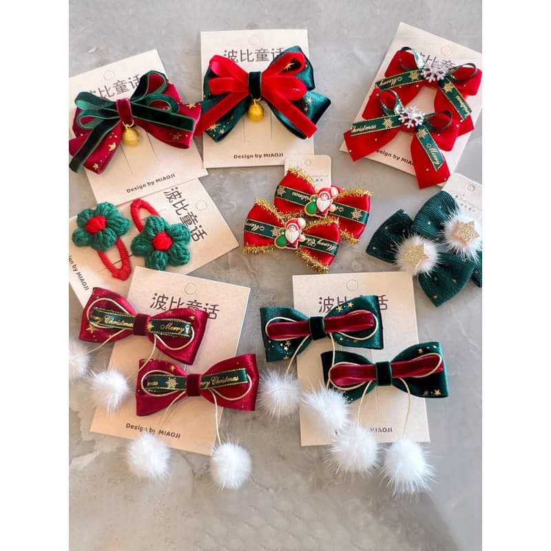 Christmas Children's Hair Clips Headwear Girl Baby Hairpins Elastic Bands Hair Ties Cute Bow Hair Accessories