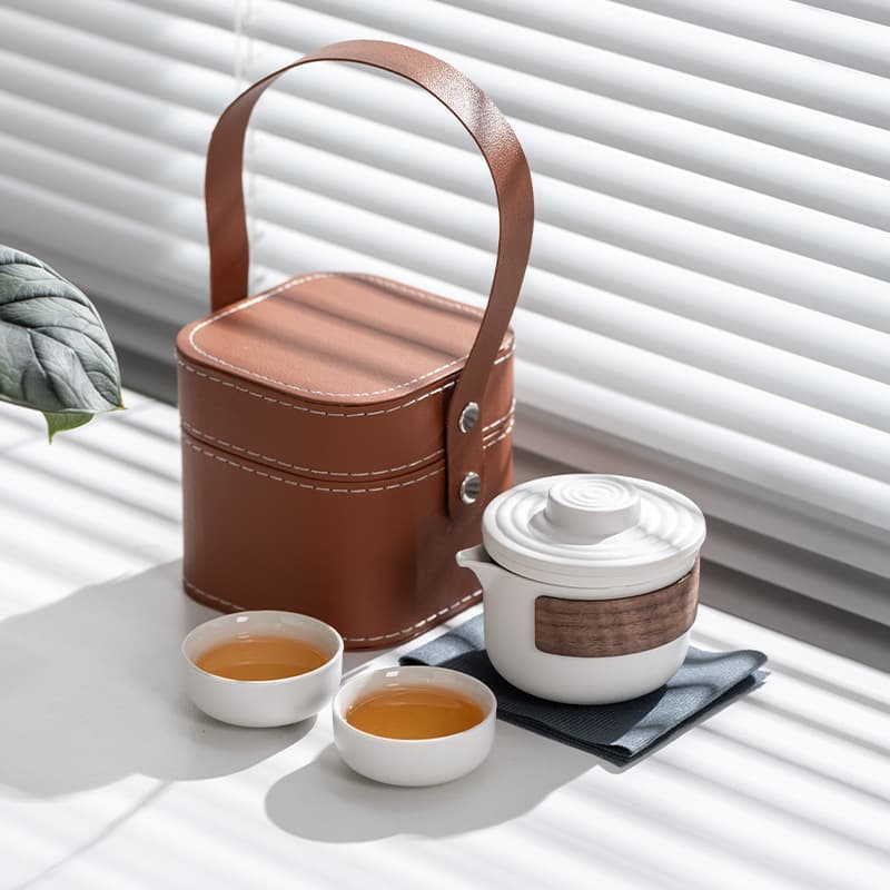 Travel Tea Set Ceramic Fast Brew Cup Portable One Pot Two Cups Company Business Gift Festival Souvenir Wholesale