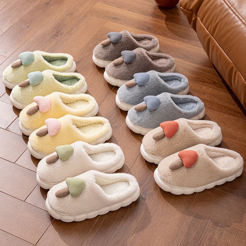 Cotton Slippers Home Warmth New Style Indoor Comfort Plush Winter Household Mushroom-Shaped Slippers