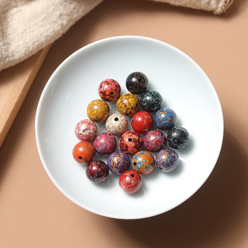 Intangible cultural heritage 12mm handmade mother-of-pearl opal large lacquer beads diy loose beads supply hand string beads craft Chinese style pendant