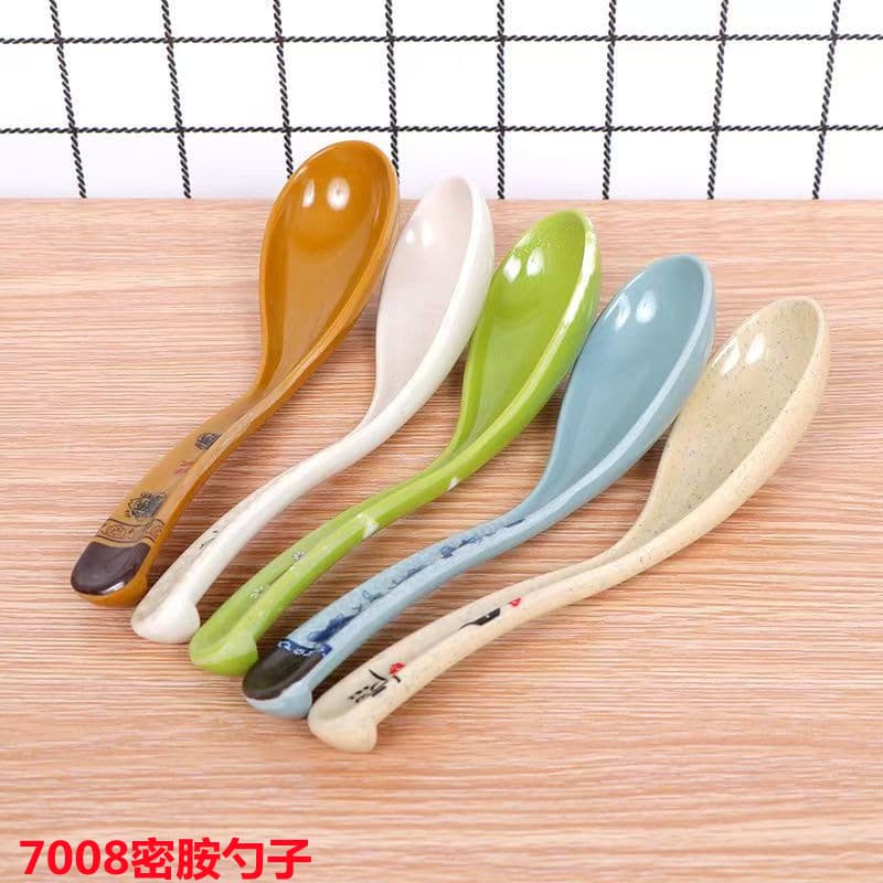Melamine 7008 Soup Spoon, Plastic Spoon for Restaurant, Spicy Hot Pot Ladle, Long Handle Spoon for Buffet, Hotel Tableware