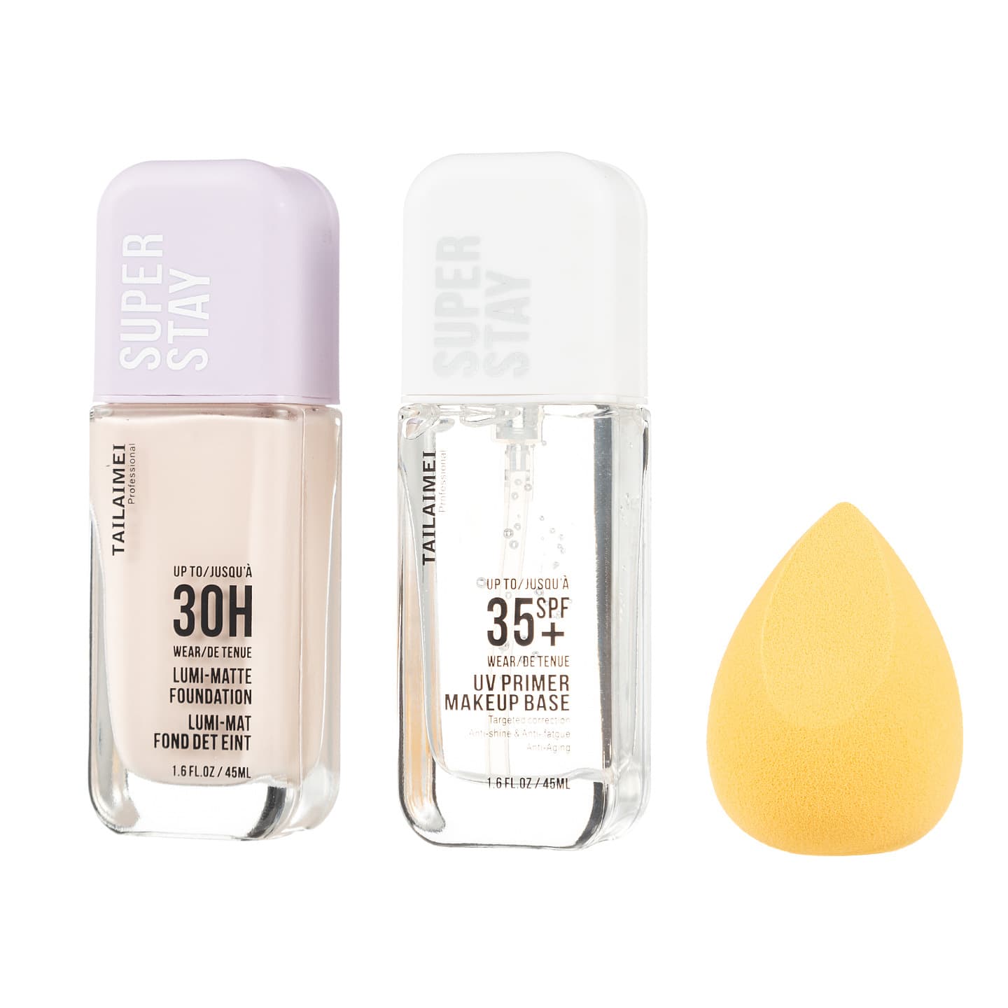 Tailaimei TLM Makeup Primer Isolation Blur Matte Base Moisturizing Pore-Minimizing Beauty Blender Foundation Set
