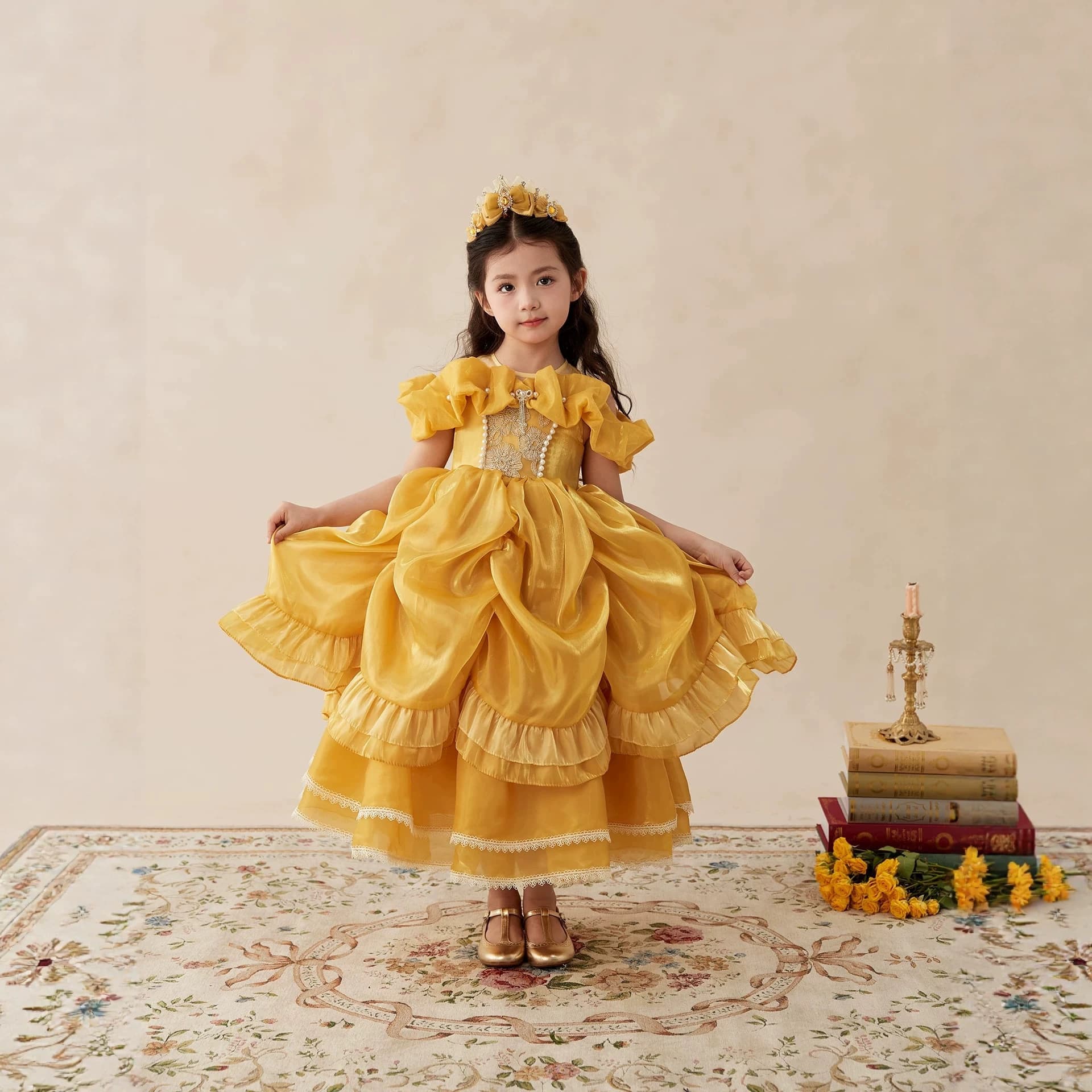 Custom Belle Princess Girls Dress Bell 2026 Summer Hot Style Little Girl Lolita Birthday Gown
