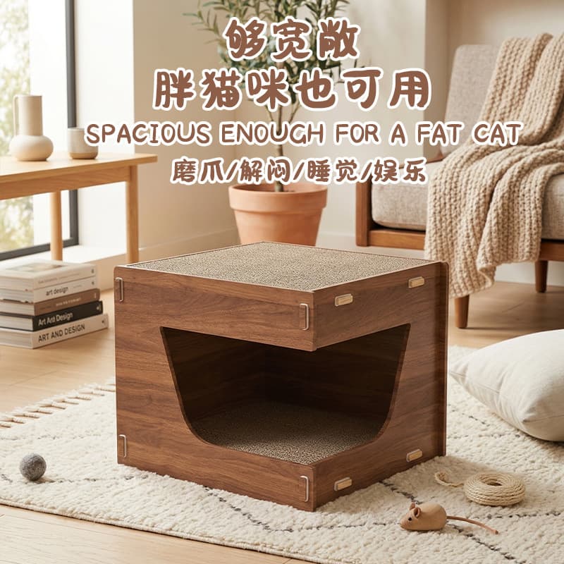 Multi-Function Cat Scratcher Bed Corrugated Paper Durable Scratch-Resistant All-in-One Cat Scratcher Platform Cat Tree Cat Villa Bed