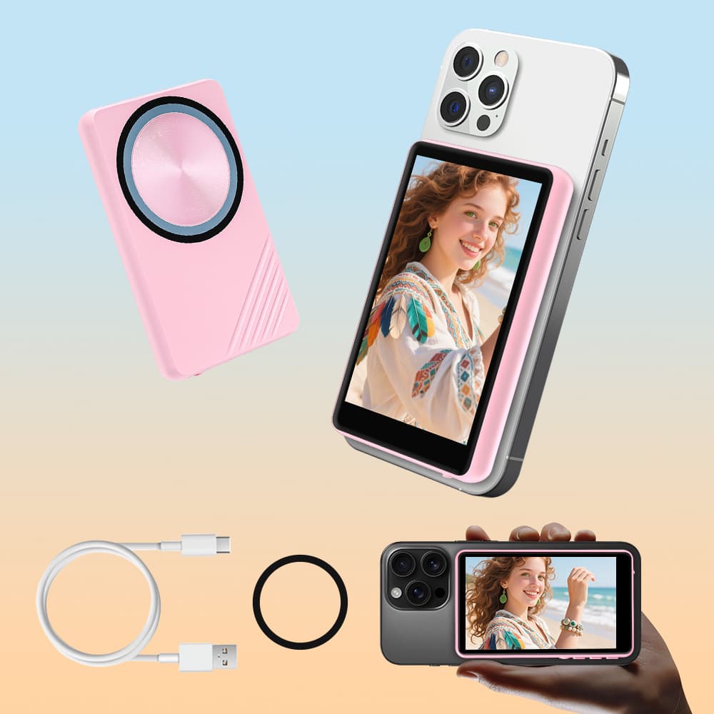Cross-border Hot-Selling Phone Rear Magnetic Display Screen Selfie Live Streaming Photography Gadget Screen Mirroring Device Phone Same Screen Device
