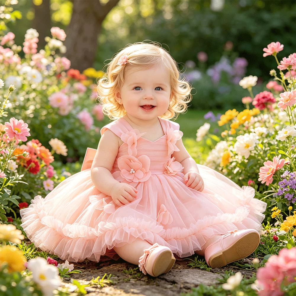 Baby Girl Tulle Princess Dress First Birthday Party Dress