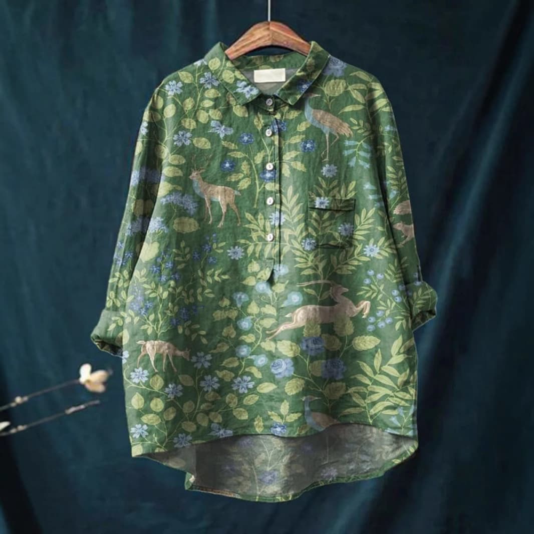 New Independent Station Women's Casual Long Sleeve Shirt with Animal Print Hawaiian Long Sleeve Shirt