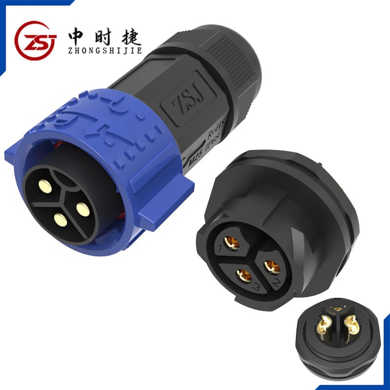 M25 Spring-Lock Solder-Type Aviation Connector, Rear Lock Nut, Screwless Installation, Wire-to-Board Female Header, 3-Pin Terminal