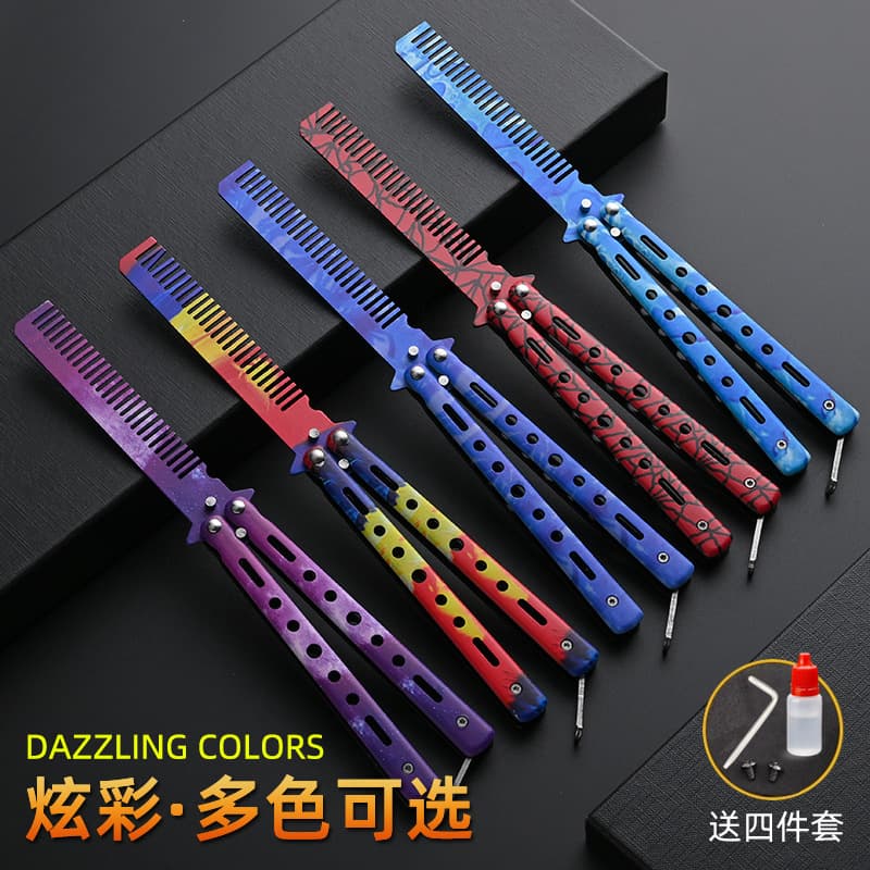 Butterfly knife folding knife comb unedged csgo peripheral novice practice swing toy all steel fancy training knife