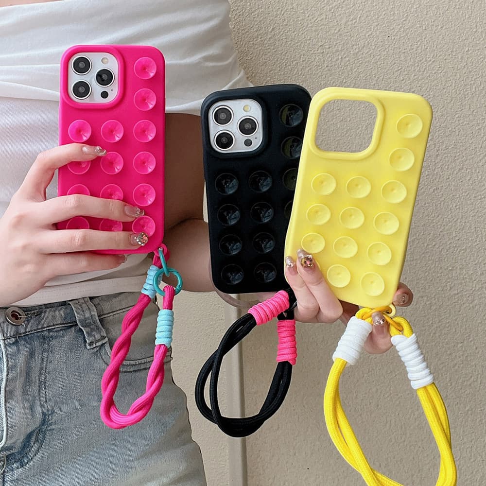 Dopamine Ins Woven Colorful Short Phone Case Lanyard Sturdy Wrist Strap Universal Pendant Wrist Chain Double Buckle