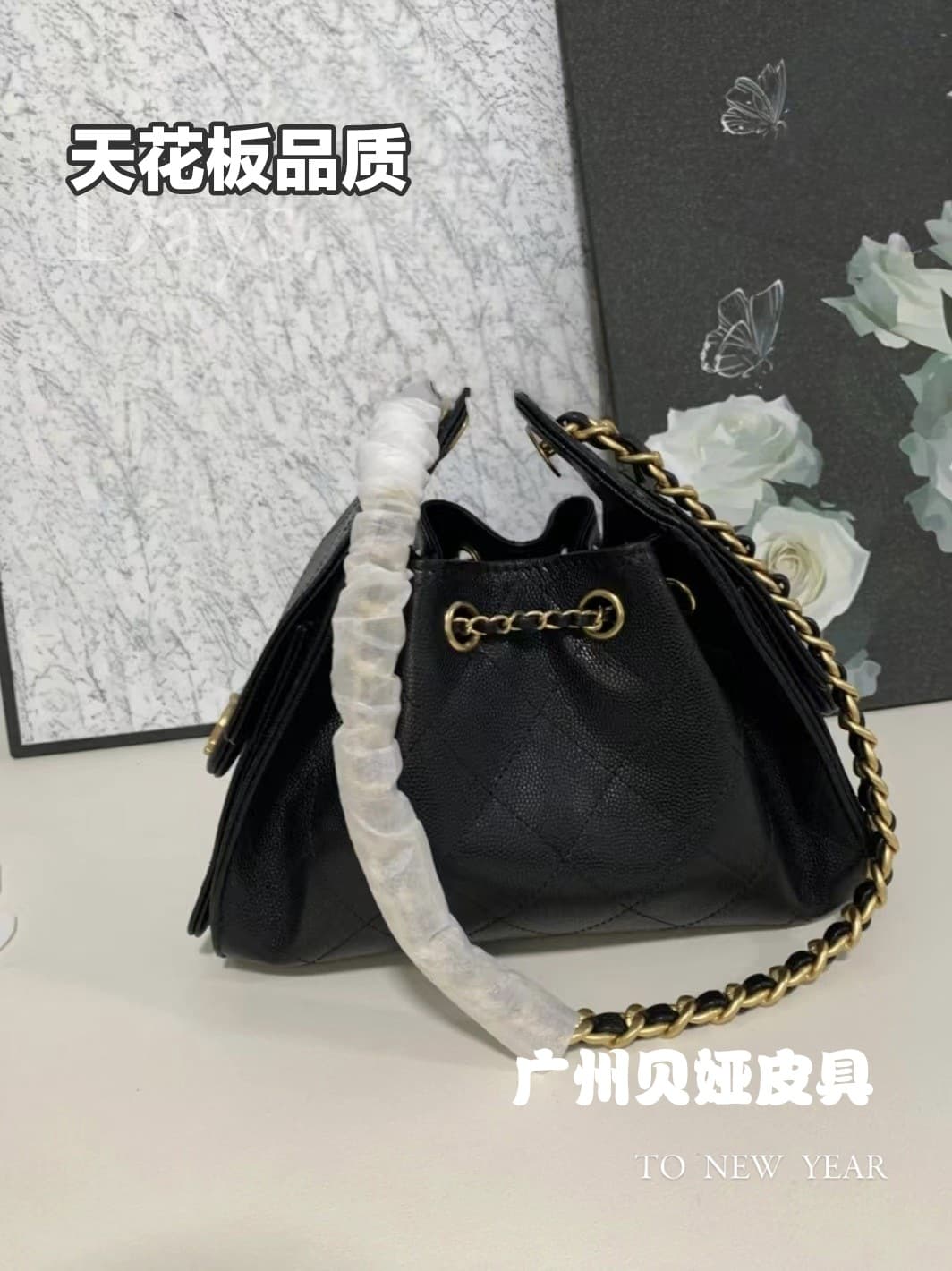 [Mixed Back King] Cabinet-Level Mini 25 Bag in Chic Style, Lazy Caviar Hippie Drawstring Bucket Hobo Bag