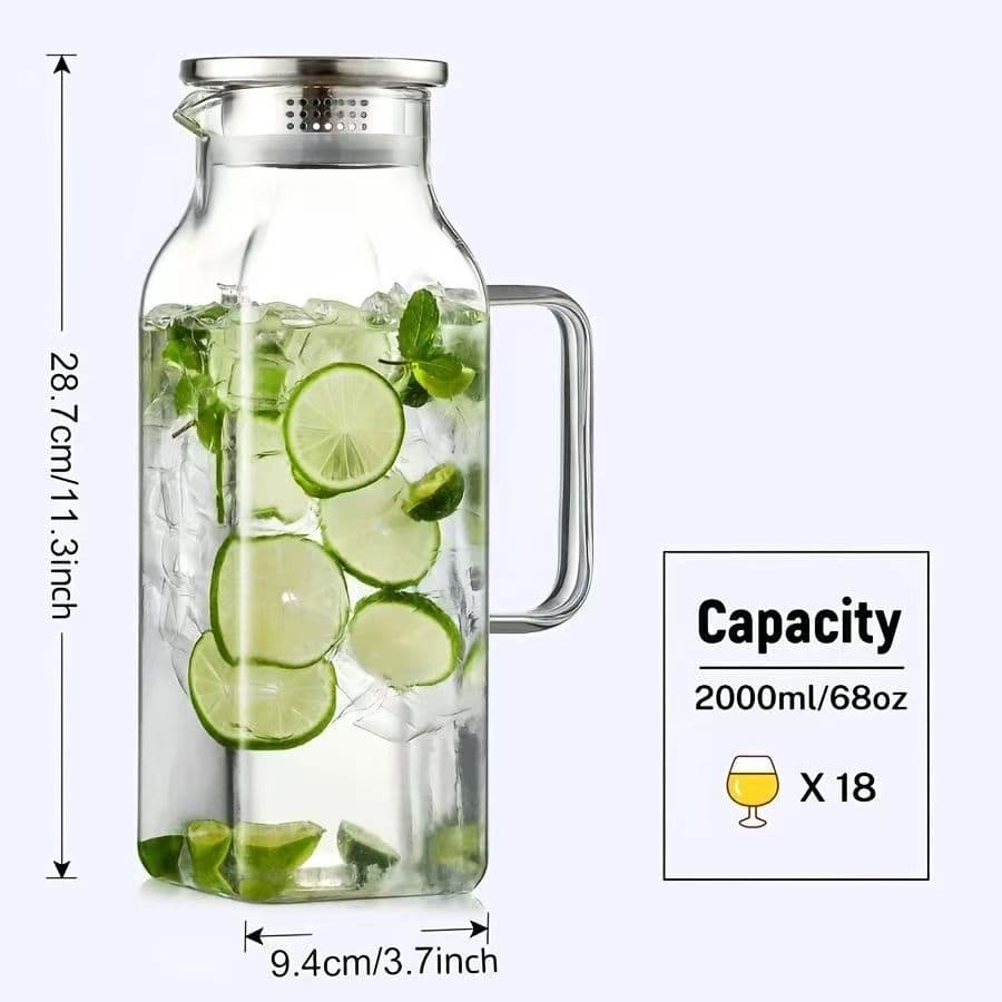 Large Capacity Square Glass Cold Water Pot for Home Use Refrigerator Drinking Water Utensils Cold Water Pot Modern Simple Style
