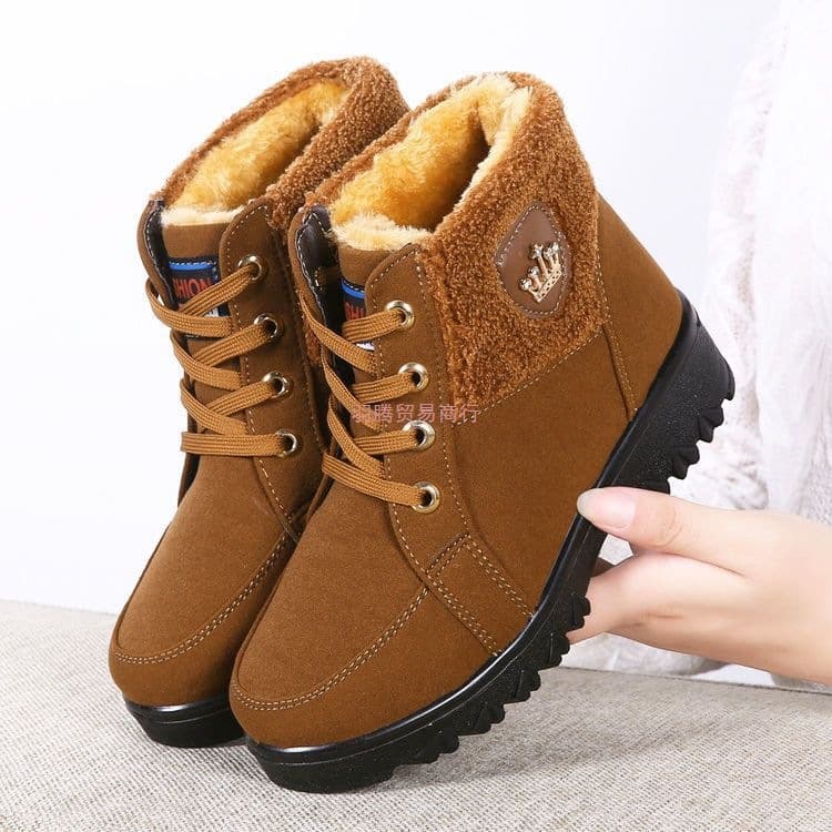 Winter Women's Shoes, Old Beijing Cloth Shoes, Women's Cotton Shoes, Warm Lined Cotton Boots for Middle-aged and Elderly Mothers, Anti-slip Snow Boots, Plus Size