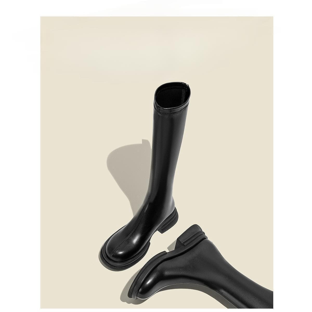 Women's Knee-High Boots 2024 Autumn/Winter New Style, Inner Height Increase Slimming Riding Boots High Boots