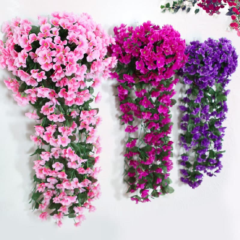 Artificial Violet Wall Hanging Flower Vine Indoor Decoration Wall Flower Fake Flower Hanging Wall Flower Hanging Orchid Wedding Decoration