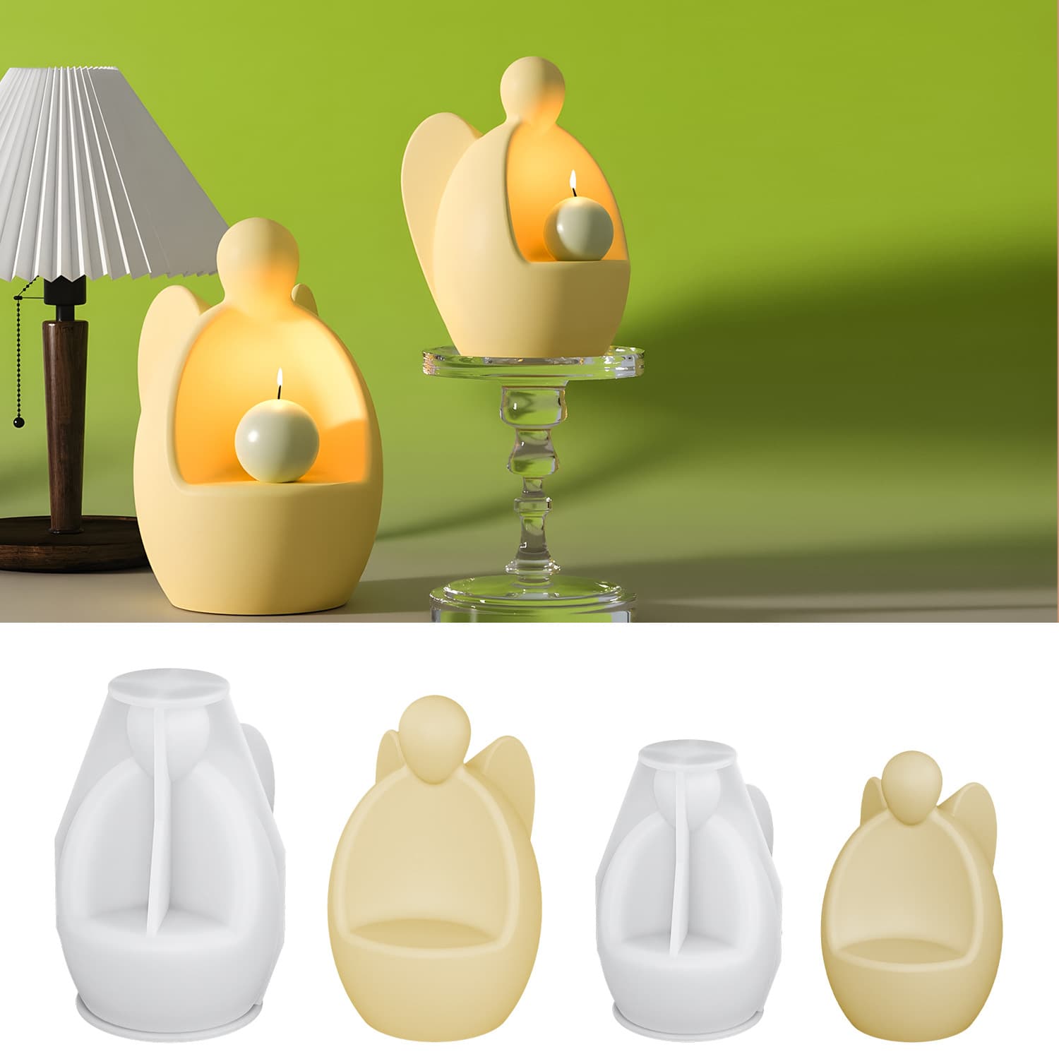 Zhongcheng DIY Angel Candle Holder Resin Mold Wing Angel Aromatherapy Candle Holder Plaster Ornament Silicone Mold