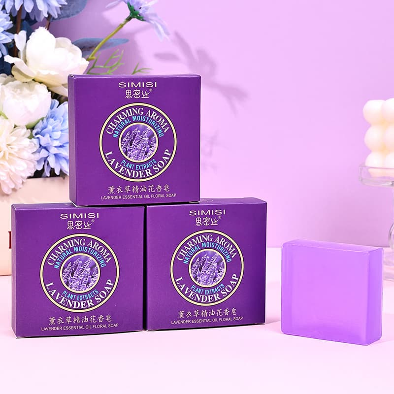 【Simisi】 Lavender Essential Oil Floral Soap, Handmade Soap for Cleansing and Moisturizing 80G