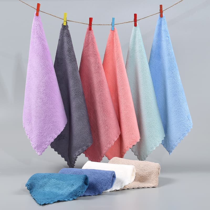 Coral Fleece Kitchen Cleaning Dishcloths, Absorbent Small Hangable Hand Towels, Soft for Dishes and Hands