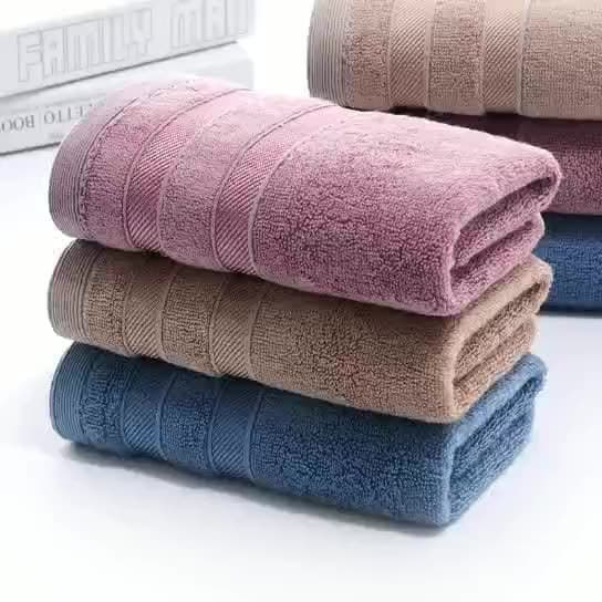 Longli double-cut bamboo fiber towels and face towels, solid color for couples and men, plain color, wholesale antibacterial bamboo fiber.