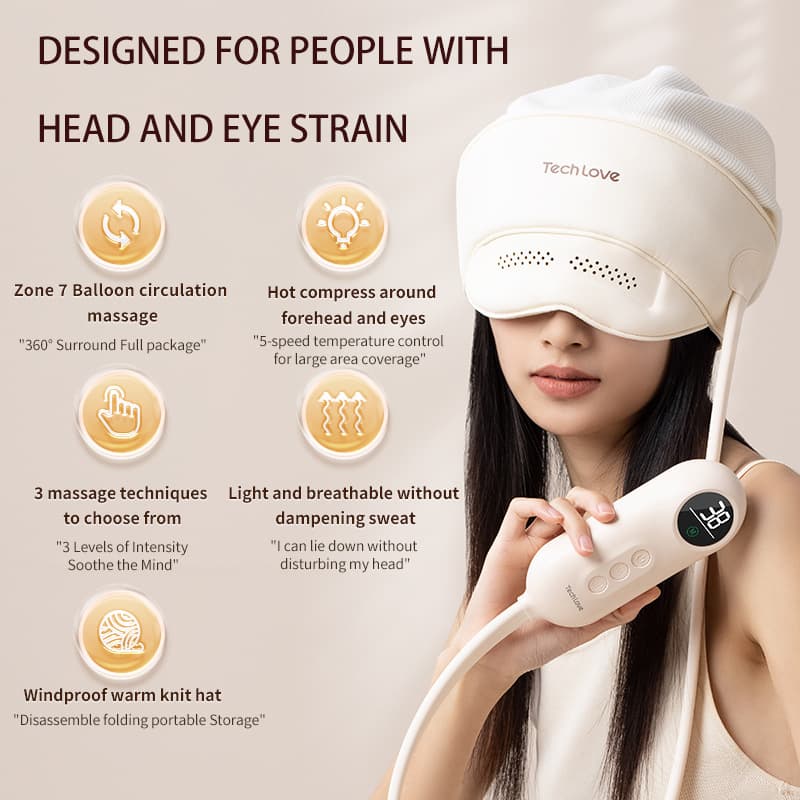 Cross-Border Exclusive New Head Massager with Eye and Neck Kneading, Hot Compress Massage Cap, Sleep Aid Head Massager