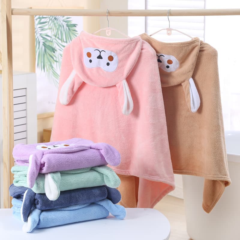 Coral fleece children's cloak bath towel, newborn bath wrap towel, square infant swaddle, children's swaddle blanket, factory direct