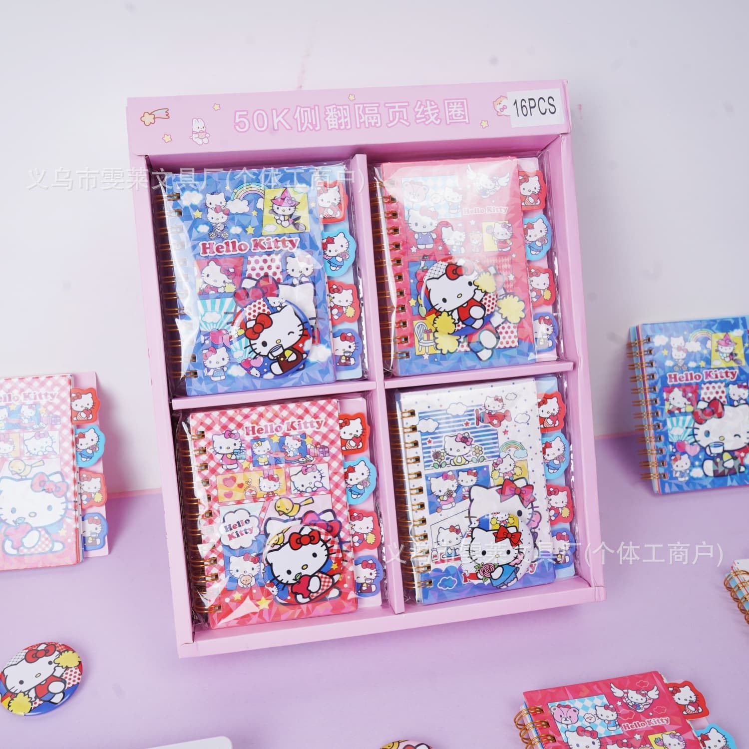 Creative Cute Hello Kitty Badge Sticker Journal Hot Selling 50k Loose-Leaf Notebook for Kids Wholesale
