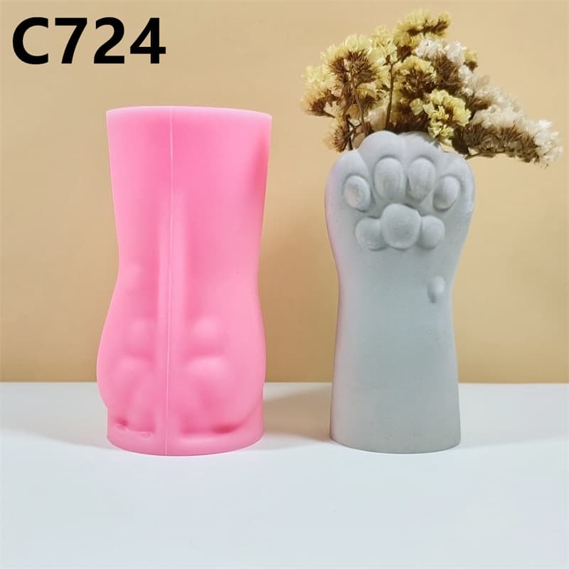 Cute Cat Paw Silicone Mold Vase for Flower Arrangement, Dried Flowers, Plaster, Indoor 3D Decoration C724