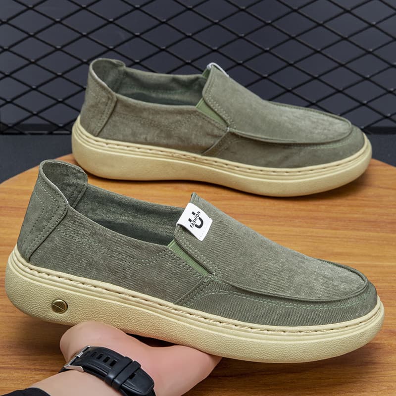 2026 New Canvas Shoes Breathable Slip-On Canvas Shoes Thick Sole Lightweight Board Shoes Wide-Toe Casual Sports Men's Shoes