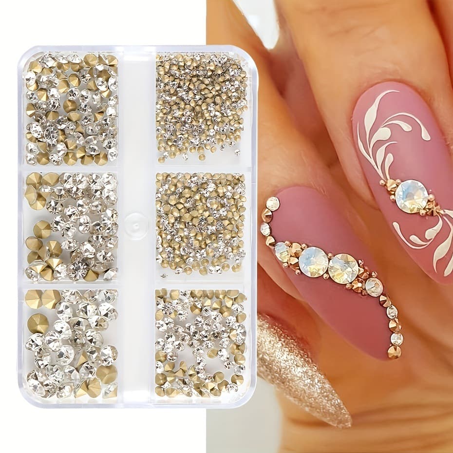 Nail art jewelry set with sharp bottom diamonds, Internet celebrity piles of diamonds, popular nail diy decoration accessories, mixed diamond jewelry