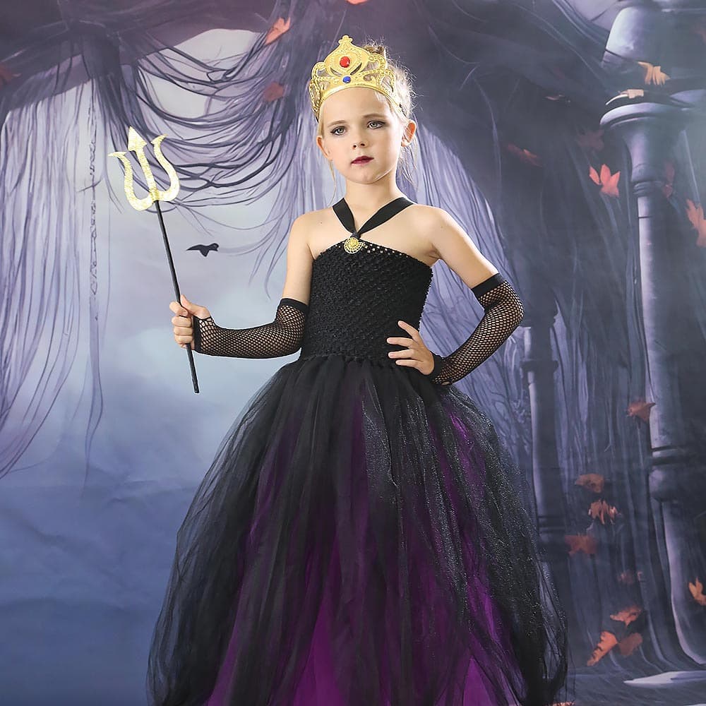 Girls Ursula tutu skirt children's Halloween cosplay vampire dress sea witch costume
